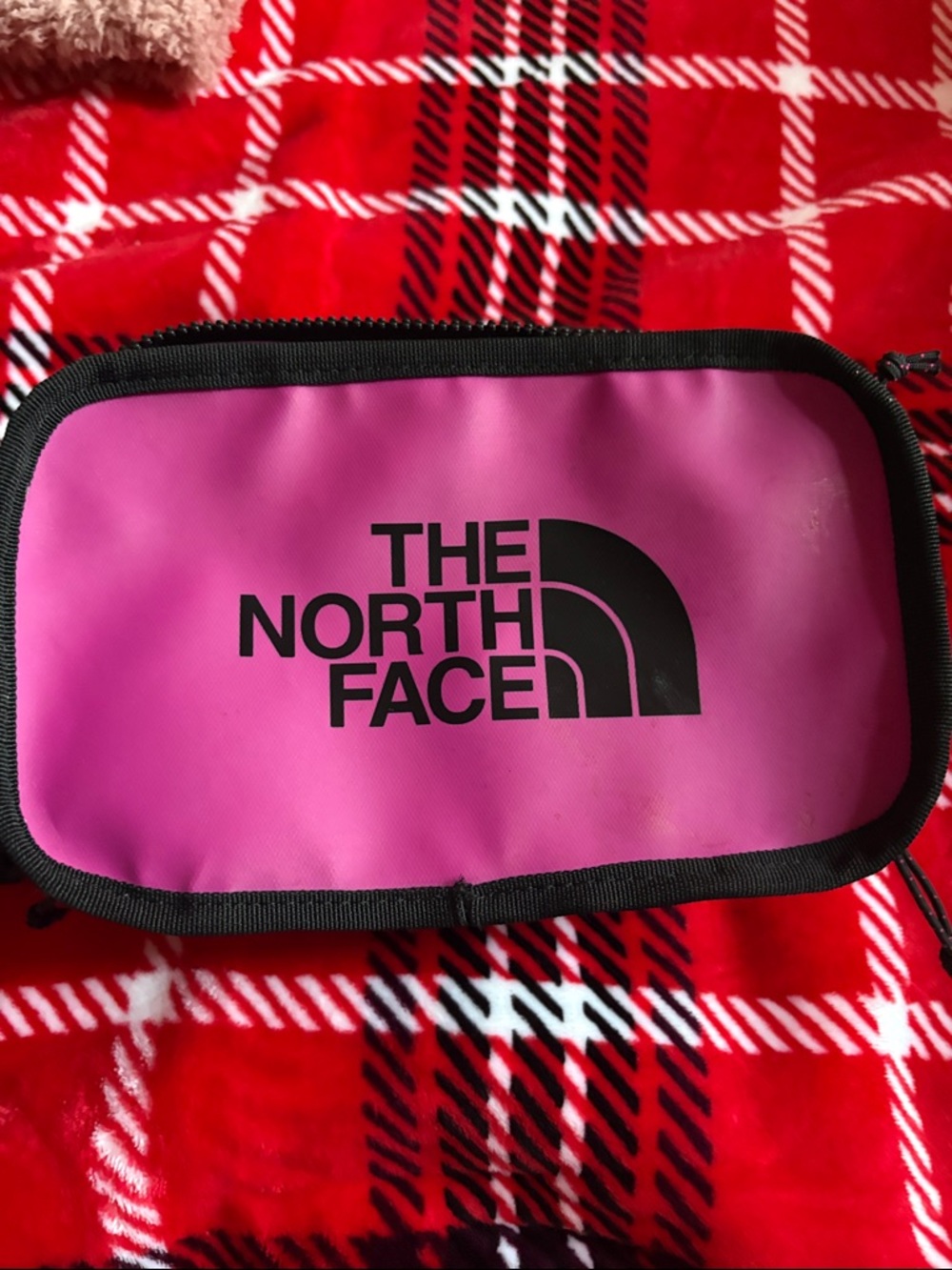 The North Face Pink and Black Logo Pouch